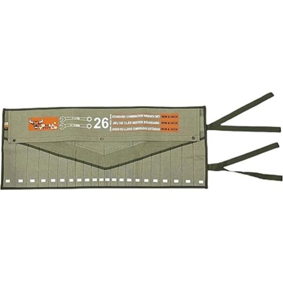 Tool Roll Organizer with 26 Pockets for Wrenches, Metric & SAE Durable Cotton - Picture 8 of 8